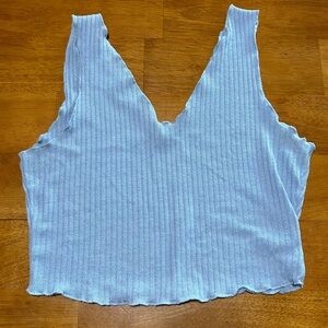 Light Blue Ribbed Tank Top
